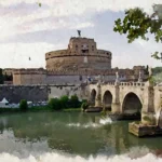 נהר הטיבר כשברקע טירת סנטאנג'לו